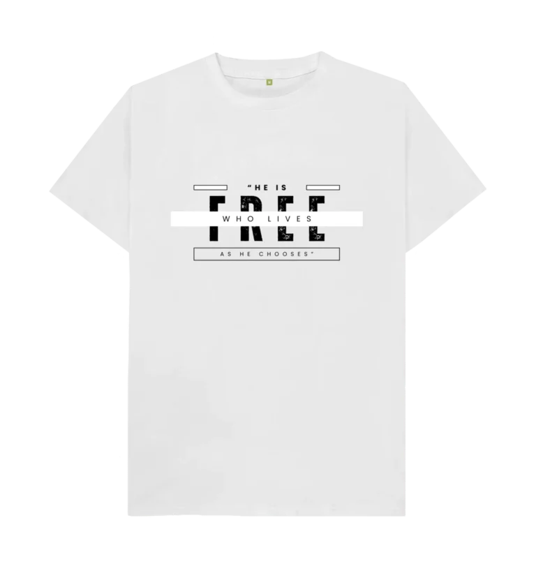 He is free, Who lives as he chooses white mockup